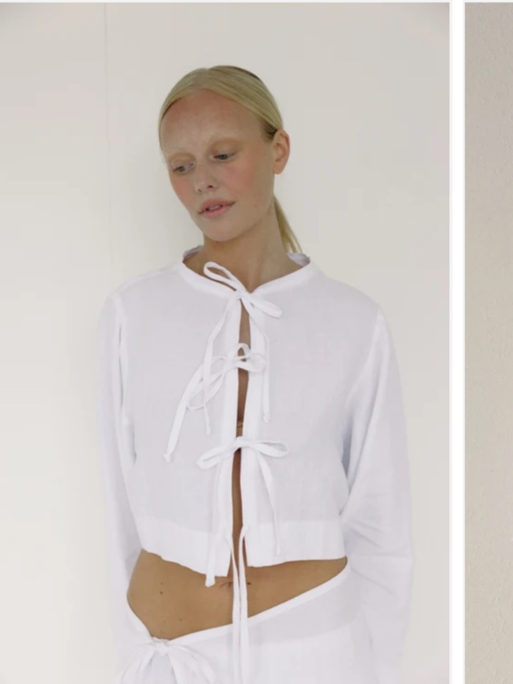 BOHEME GOODS WHITE TIE TOP XS
